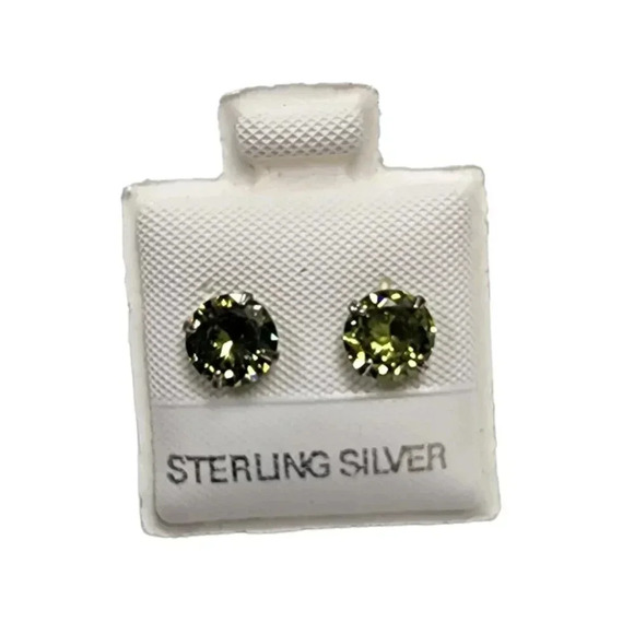 NWOT Sterling Silver Cubic Zirconia Stud Earrings Post Back Closure - Picture 1 of 2